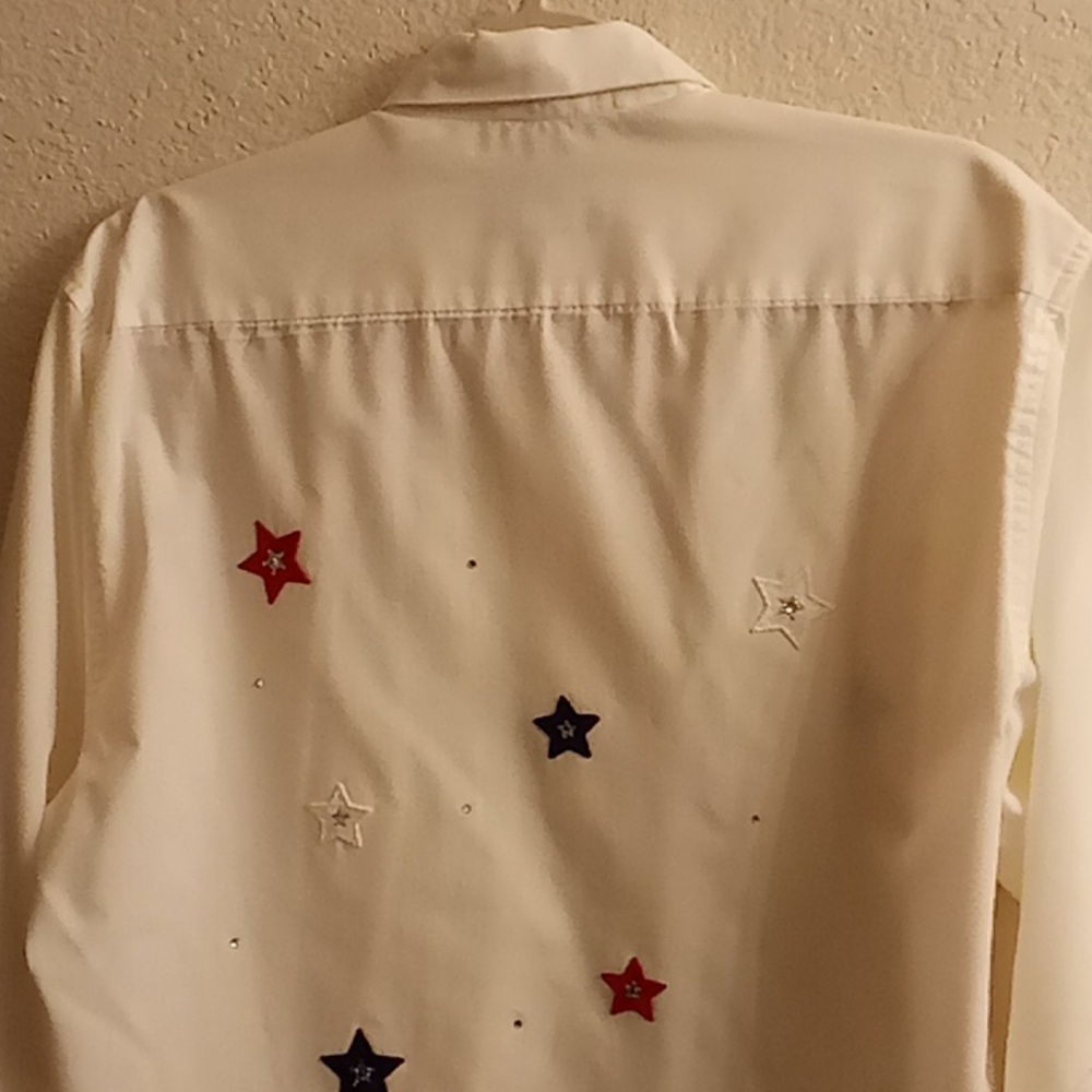 White Star Embellished Women Size PS Shirt HMBC X - Picture 4 of 13